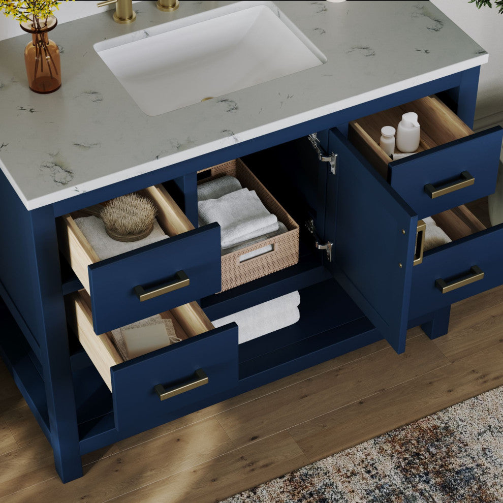 The Felipe Bathroom Vanity, Blue, 42", Single Sink, Freestanding