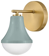 Lark Haddie 9" Modern Bath Sconce, Seafoam+ Lacquered Brass