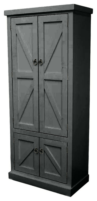 Rustic Kitchen Pantry Cabinet, Antique Black