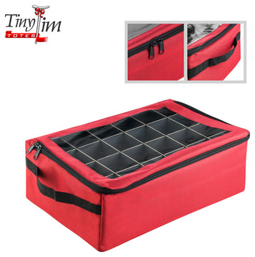 Ornament Storage Box Zippered Lid Organizer 48 Individual Compartments Dividers