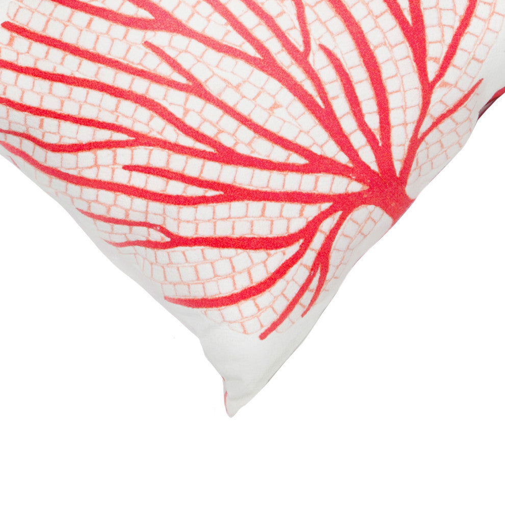 Visions Coral Fan Pillow, Coral, 12"x20"