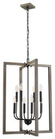 Roxton 8-Light Entry Chandelier, Matte Black with Wood Style Accents