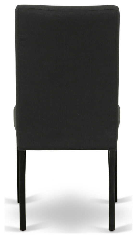 3Pc Round 42" Dining Room Table, A Pair Of Parson Chair, Black Finish Leg