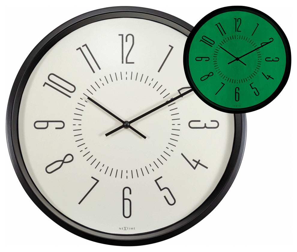 NeXtime Luminous Metal and Glass Wall Clock, White