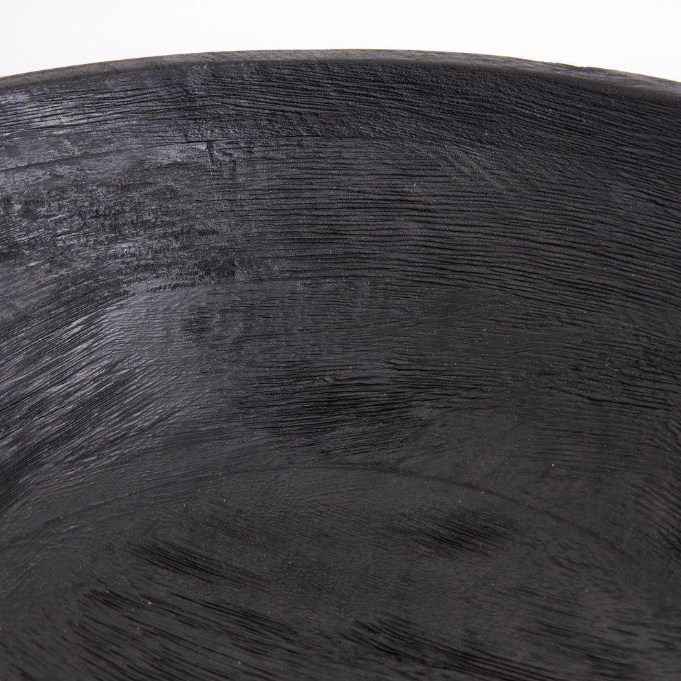 Contemporary Farmhouse Black Wood Serving Bowl 14 in Minimalist Salad Modern