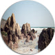 Rocks At Coast Panorama, Seashore Large Disc Metal Wall Art, 11"