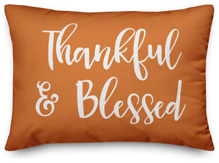 Thankful & Blessed Lumbar Pillow, Orange, 14"x20"