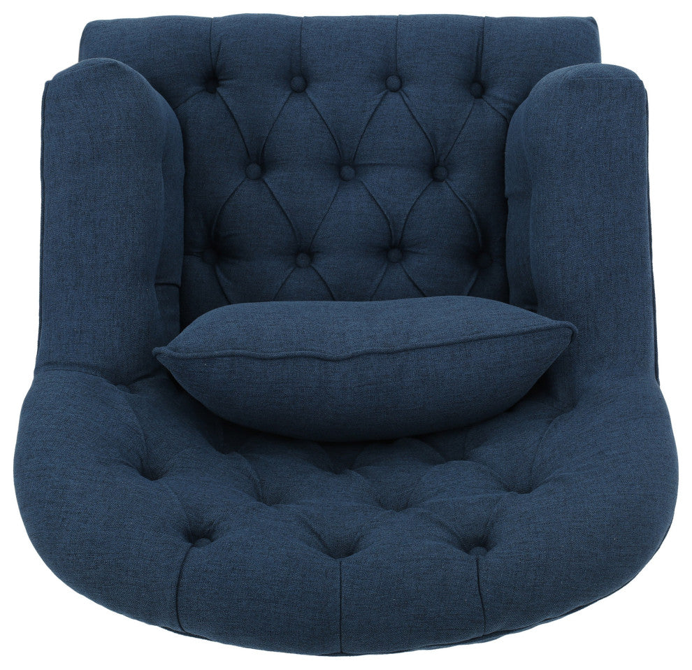 GDF Studio Kimberly Fabric Tufted Club Chair, Dark Blue