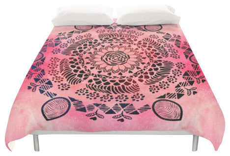 Coral Mandala Duvet Cover, King