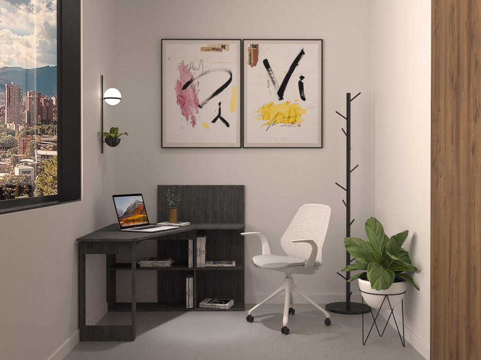 Kairi Computer Desk, Smoky Oak