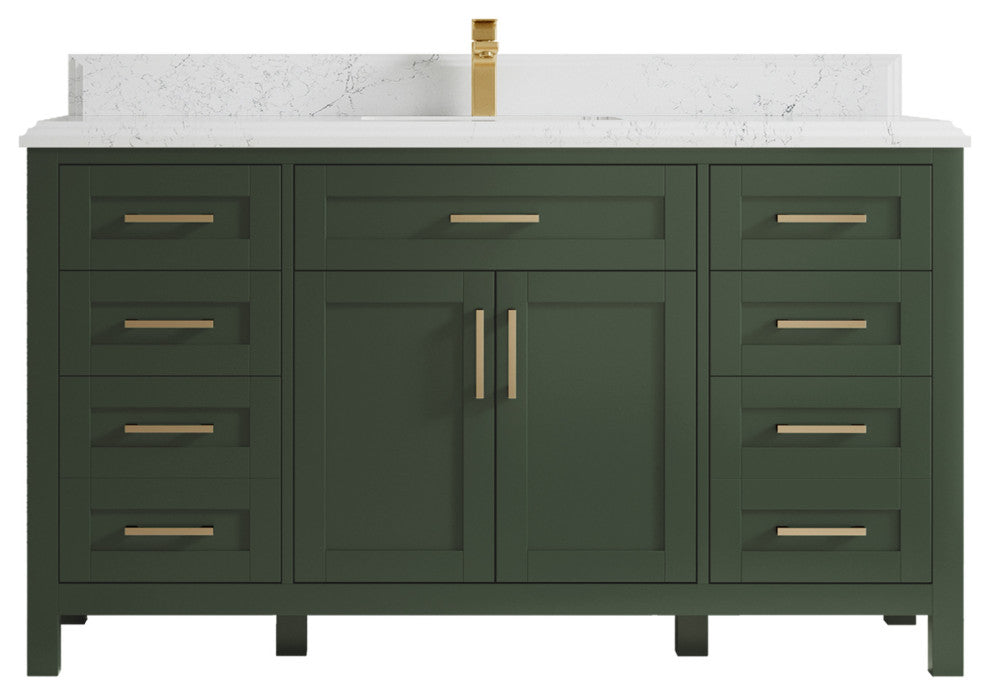 Cambridge 60 Single Bathroom Vanity in Pewter Green 1.5" Empira Quartz