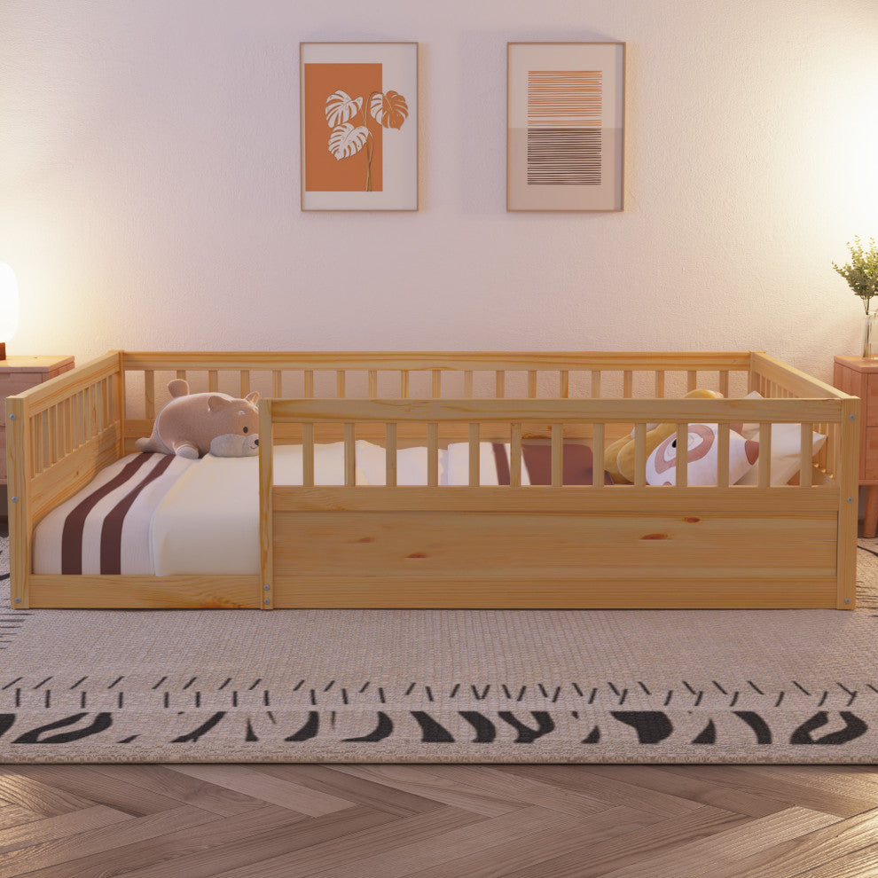 Gewnee Full Floor Bed Frame with Fence