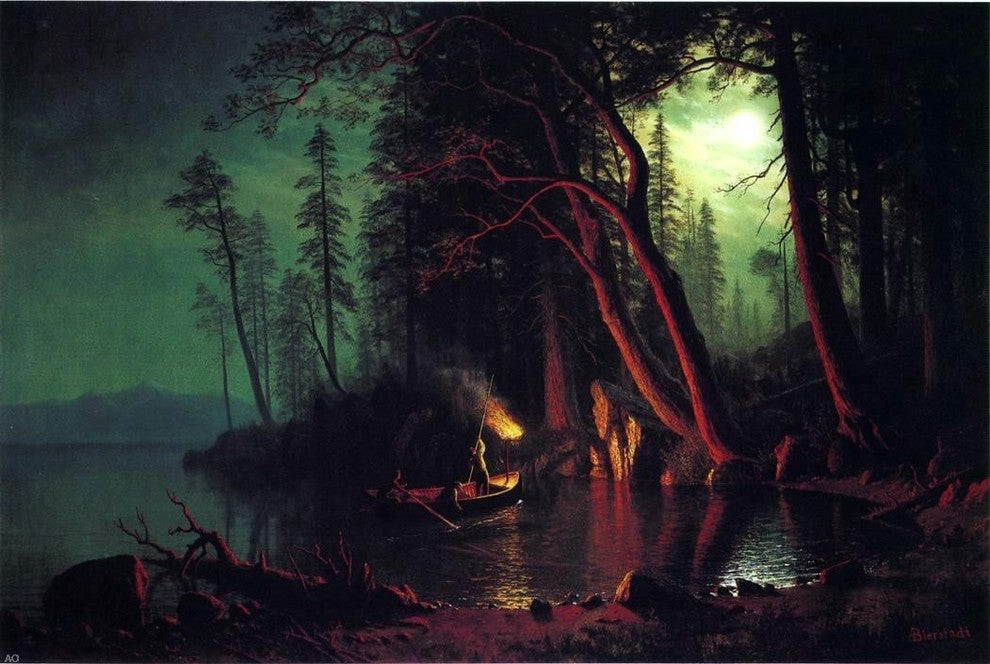 Albert Bierstadt Lake Tahoe Spearing Fish by Torchlight Wall Decal
