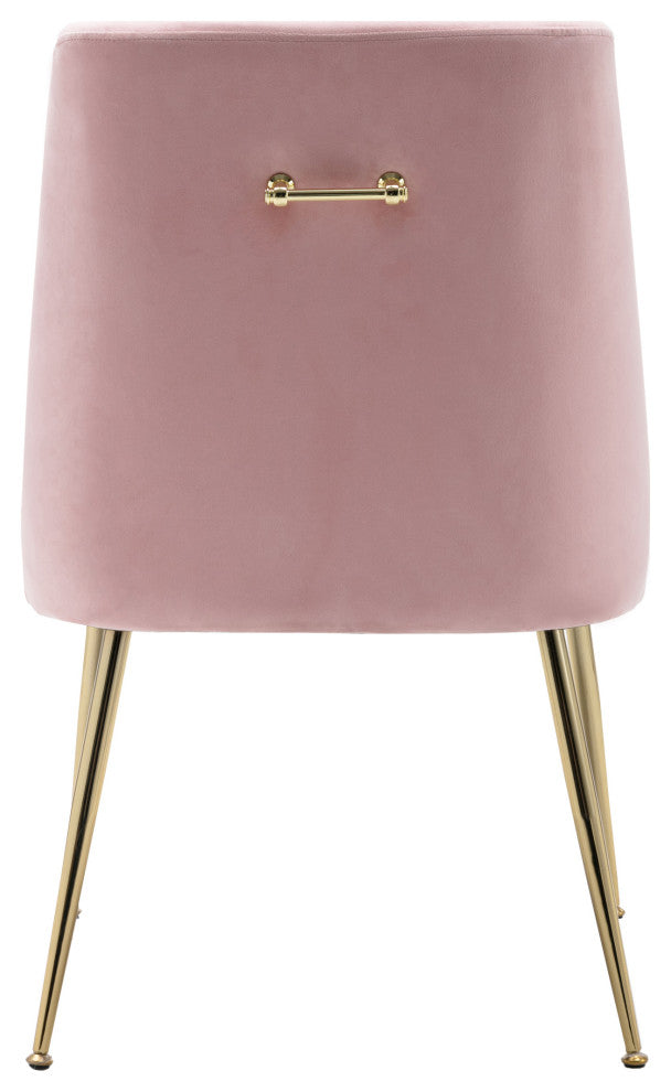 WestinTrends Upholstered Velvet Glam Accent Chair w/ Gold Metal Legs, Pink