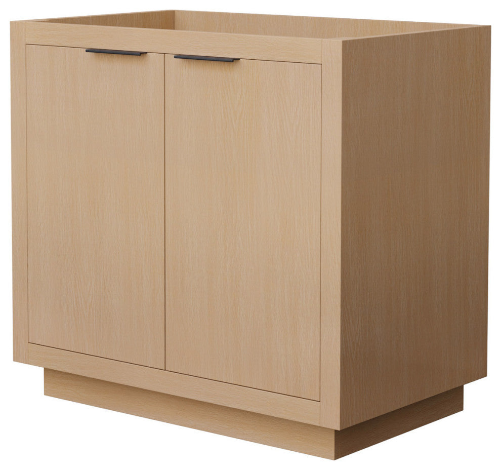 Maroni 36" Light Straw Single Vanity, No Top, No Sink, Black Trim