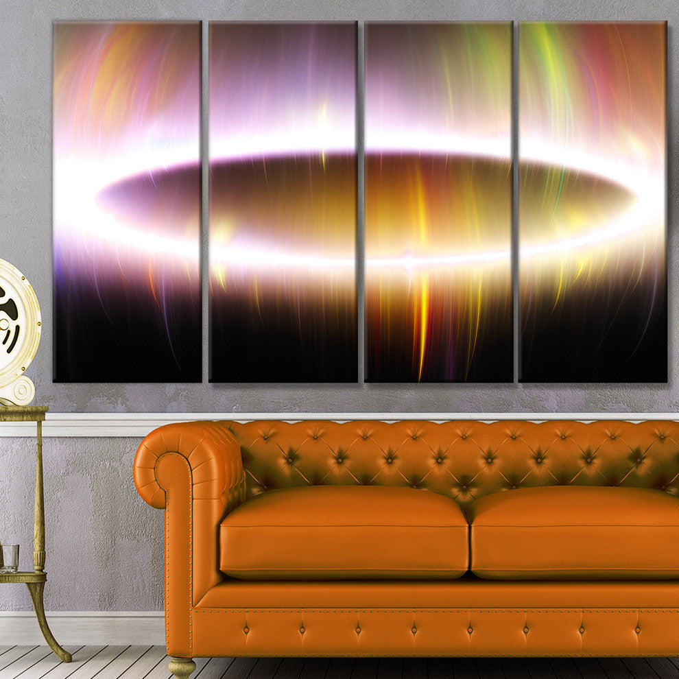 Large Oval of Northern Lights, Abstract Art on Canvas, 48"x28", 4 Panels