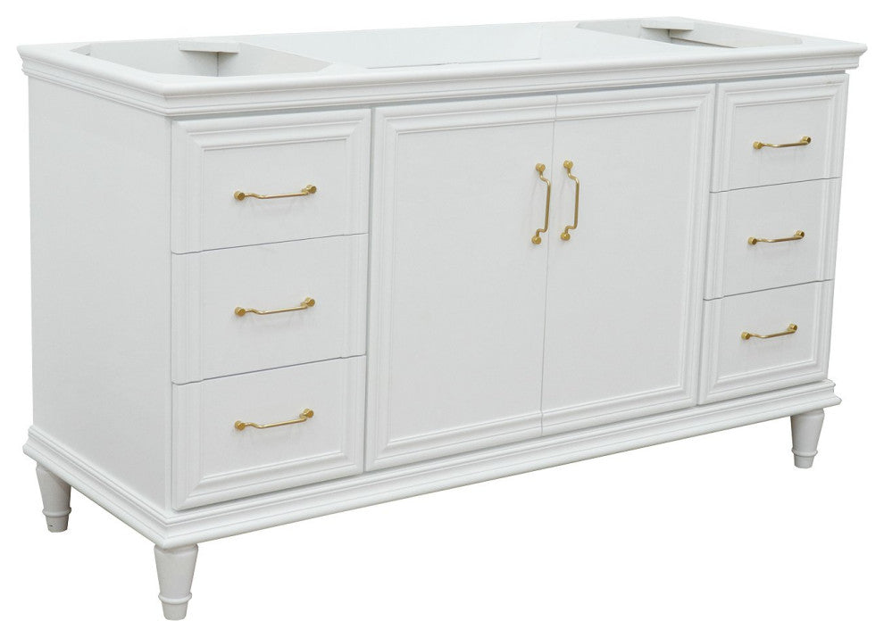 60" Single Vanity, White Finish, Cabinet Only