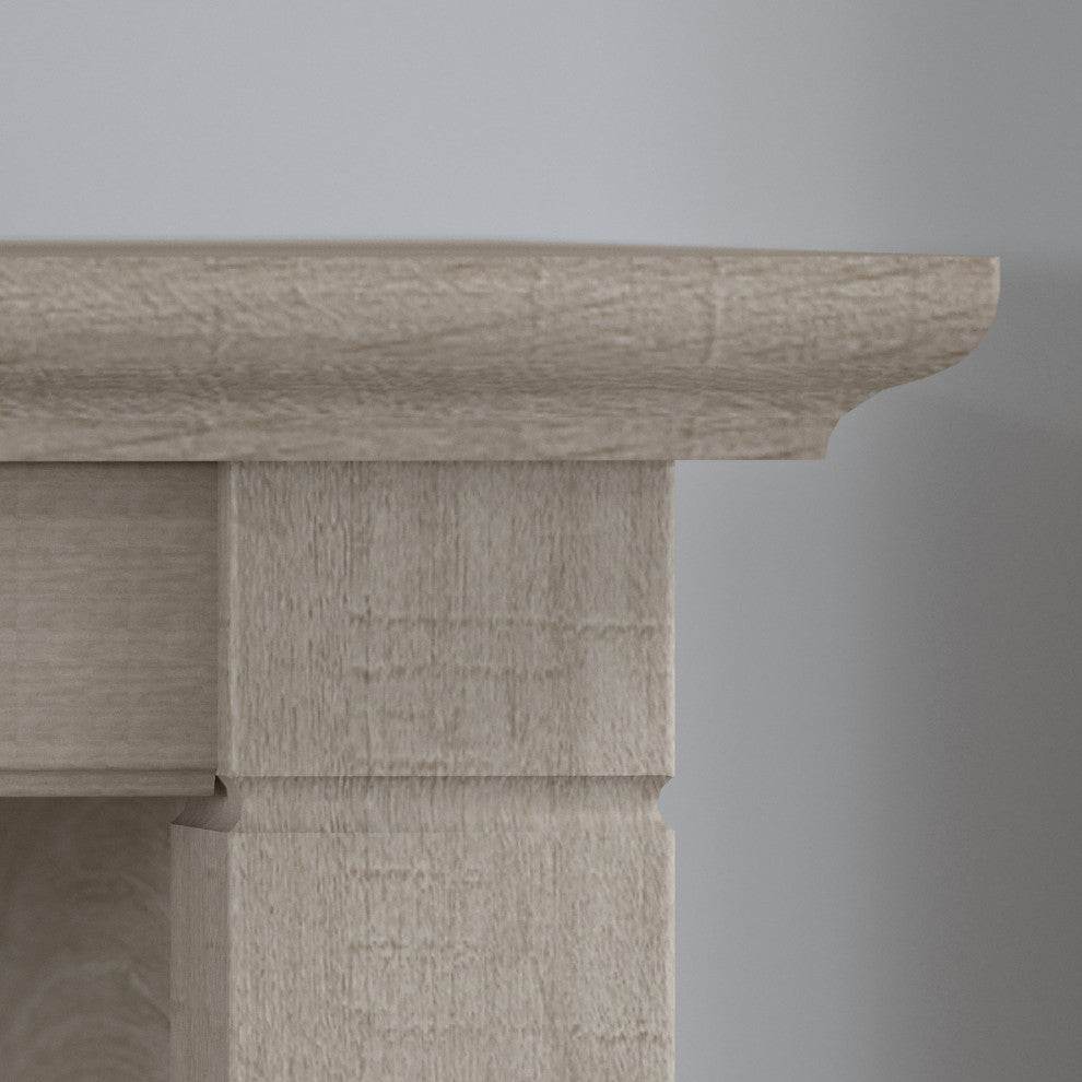 Key West Console Table With Drawers and Shelves, Washed Gray