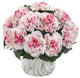 Carnation Artificial Arrangement In Marble Finished Vase White Mauve