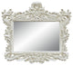 Benzara BM275672 Classic Ornate Carved Mirror, Crowned Top Frame, Wood, White