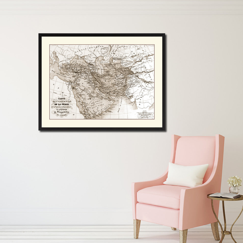 Persia Arabia Iraq Iran Vintage Sepia Map Canvas Print, 28"x37"