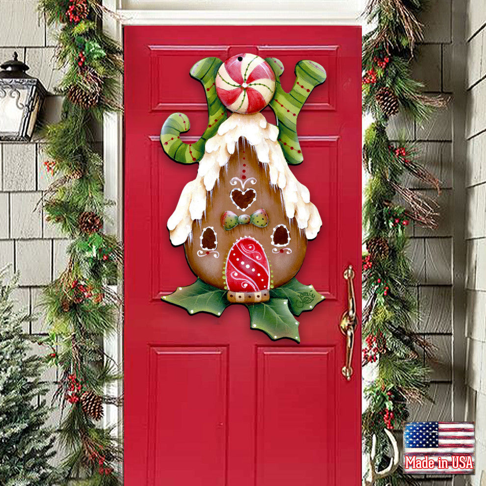 Joy Gingerbread House Door Hanger