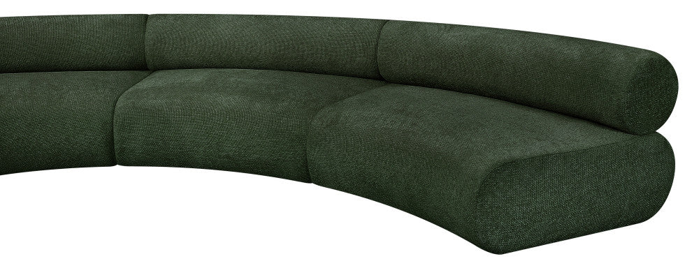 Bale Cream Chenille Fabric Modular Sofa, Green, 8-Piece, Arc Shaped