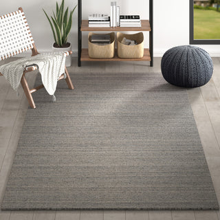 Zane Silver Industrial Solid Handwoven Wool/Cotton Indoor Area Rug