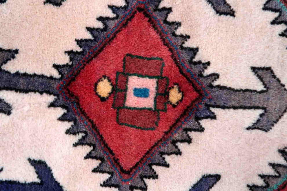 Handmade Vintage Persian Hamadan Mat 1.3'x1.9', 42cmx60cm 1970s