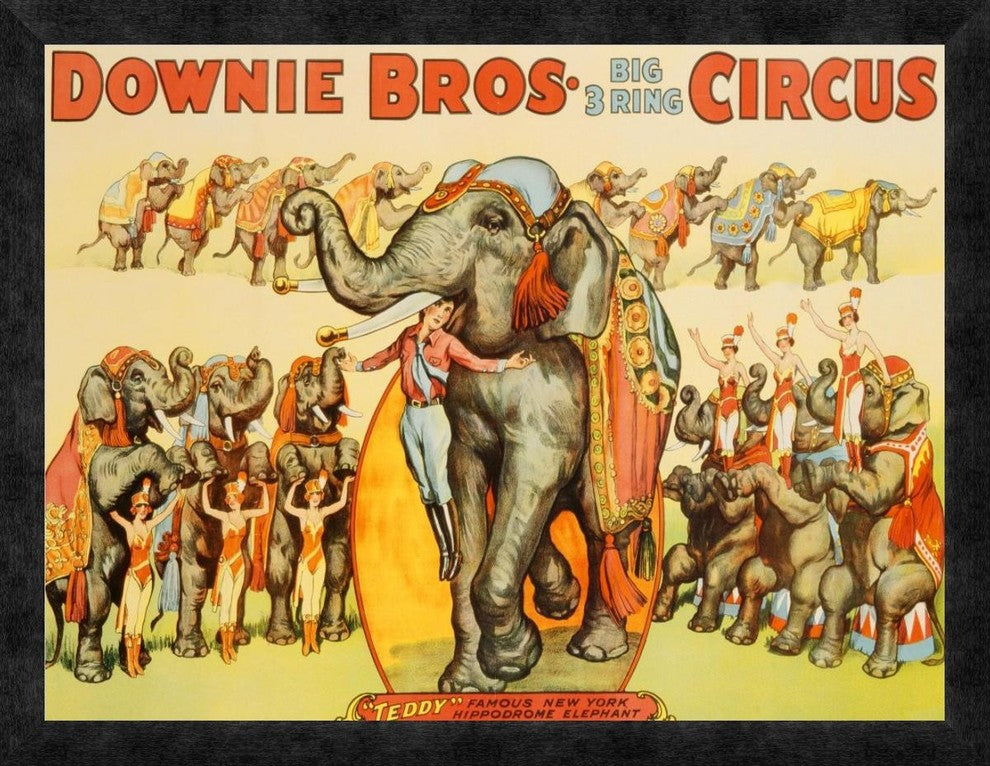 "Downie Bros. Big 3 Ring Circus, 1935" Framed Canvas Giclee by Anonymous, 26x20"