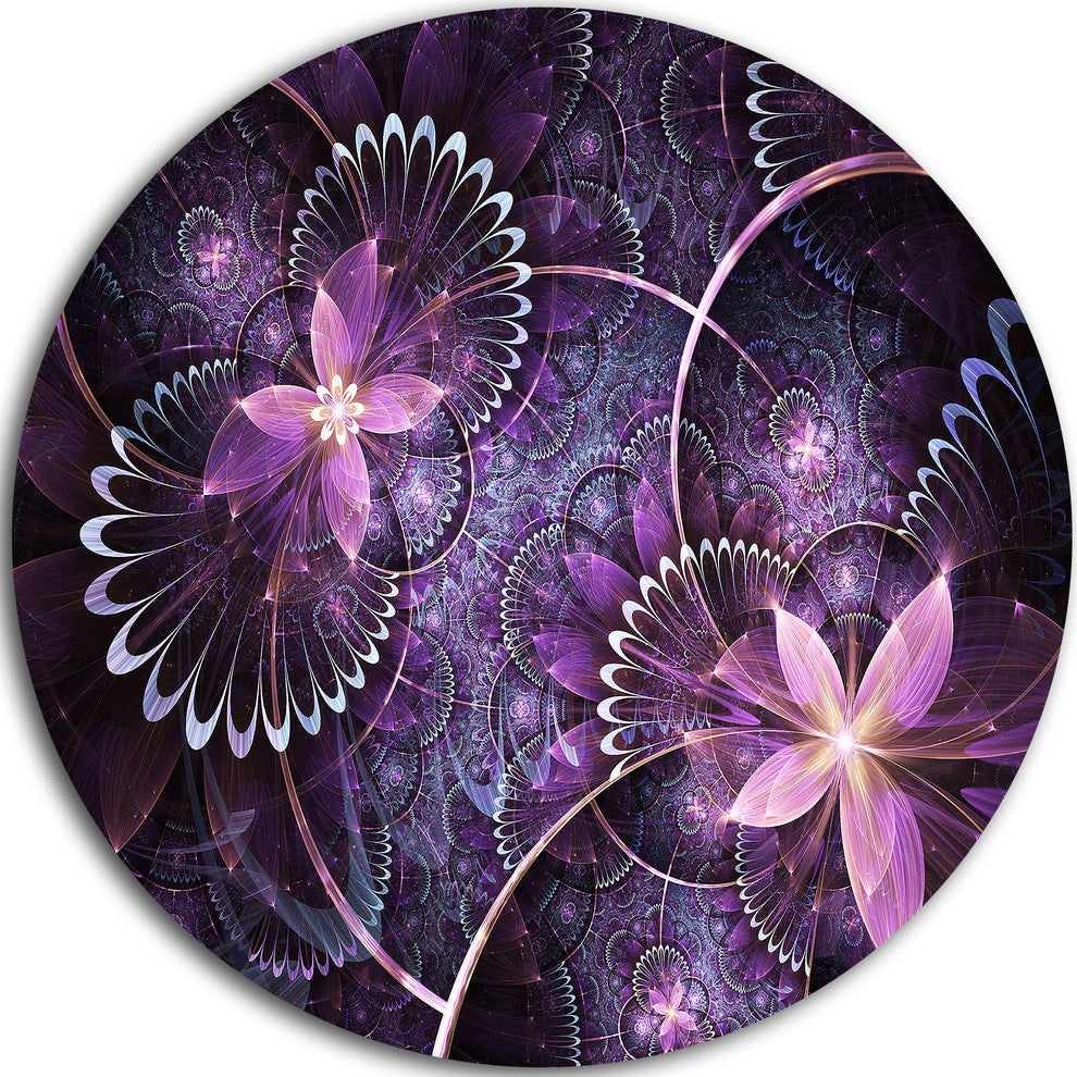 Fractal Flower Soft Purple Digital Art, Flower Round Wall Art, 36"