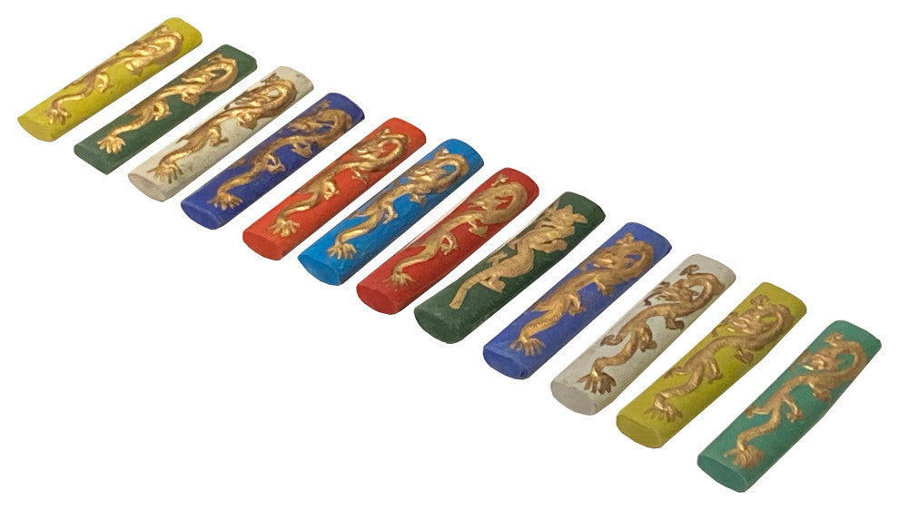 Chinese Calligraphic Multi Color Ink Sticks With Golden Color Dragon Hws3151