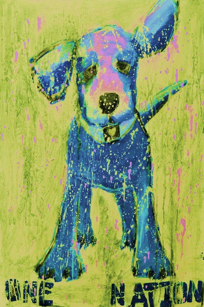 "Blue and Yellow One Nation" Painting Print on Wrapped Canvas, 30"x45"