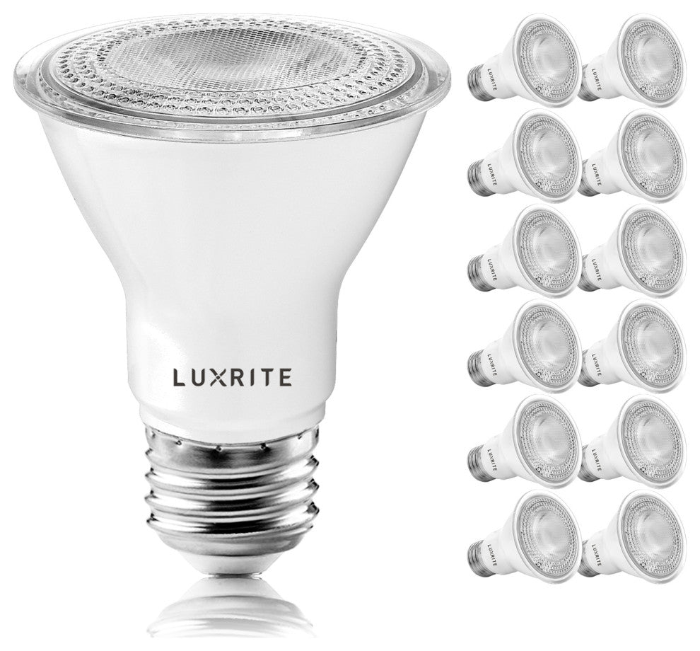 Luxrite 12 Pack PAR20 LED Bulb 7W 5000K Dimmable Wet Rated UL Listed