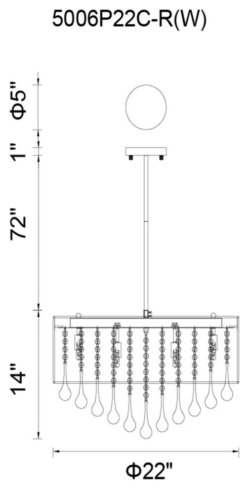 Water Drop 9 Light Drum Shade Chandelier With Chrome Finish