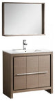 Fresca Allier 36" Gray Oak Modern Bathroom Vanity With Mirror