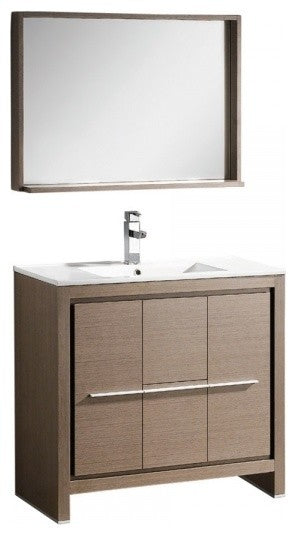 Fresca Allier 36" Gray Oak Modern Bathroom Vanity With Mirror