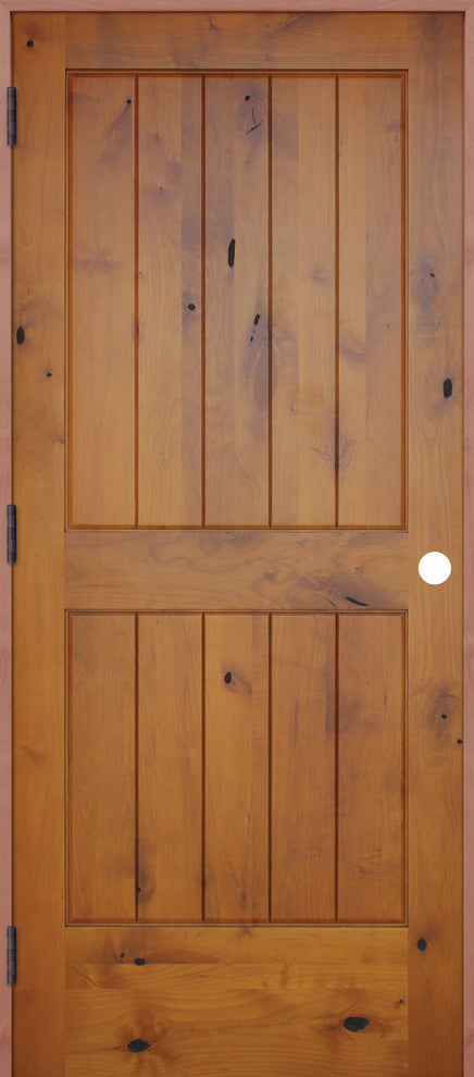Interior 2 Panel V-Groove Reversible Handing Pre-hung Door Kit, 30x80