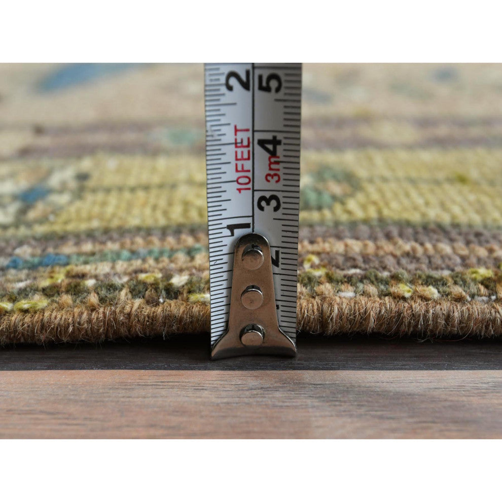 Walnut Brown Northwest Persian Wide Runner Bird Figurines Wool Rug, 3'4"x10'3"