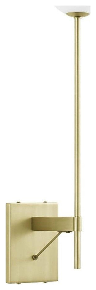 Modway Riva Metal Wall Sconce with Opal White Glass in Satin Brass