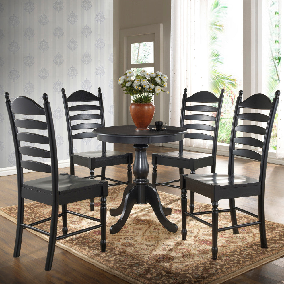 Bella 30" Round Pedestal Table, Antique Black