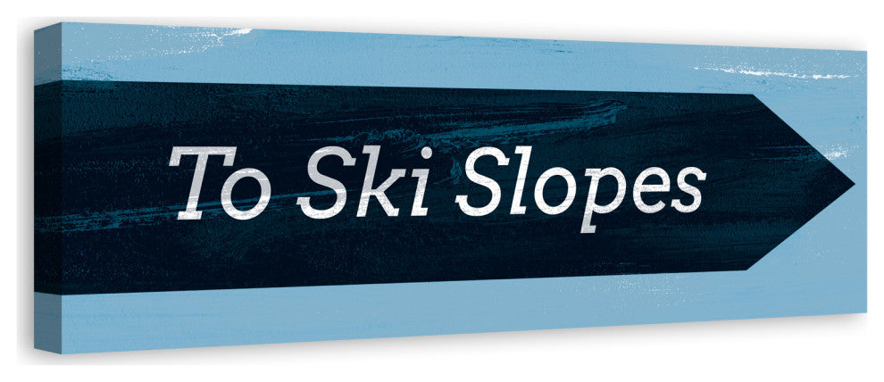 Ski Slopes Arrow Sign 36x12 Canvas Wall Art