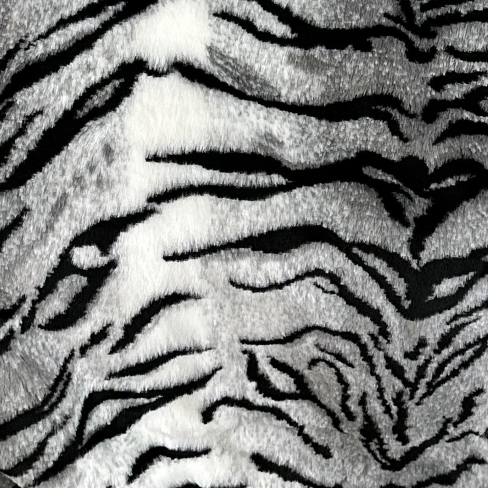 Plutus Black and White Zebra Faux Fur Throw Pillow, 24" x 24"