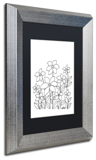 KCDoodleArt 'Simple Flower Doodle 1' Art, Silver Frame, Black Matte, 11"x14"