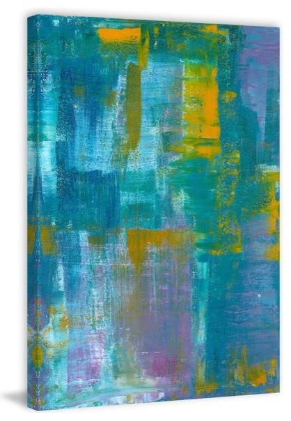 "Blue & Gold" Painting Print on Wrapped Canvas, 16"x24"