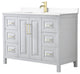 48" Single Bath Vanity, White, White Cult. Marble Countertop, Sink, Gold Trim