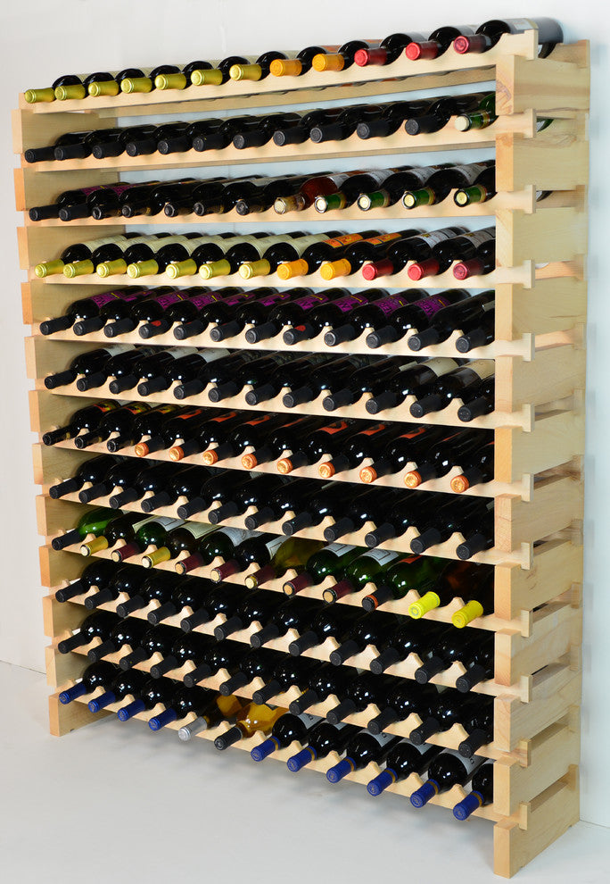 Modular Wine Rack Beechwood 48-144 Bottle Capacity 12 Bottles Across S