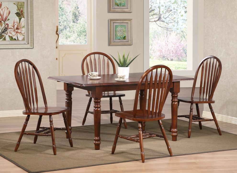 60" Rectangular Extendable Butterfly Leaf Dining Table Chestnut Brown -Seats 6