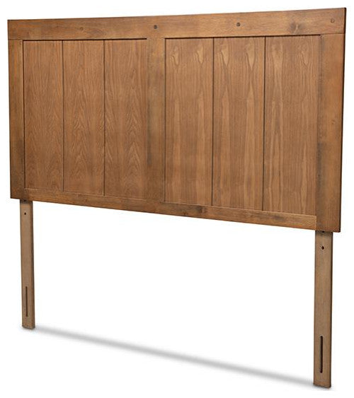 Ash Walnut Finished Wood and Synthetic Rattan Full Size Headboard