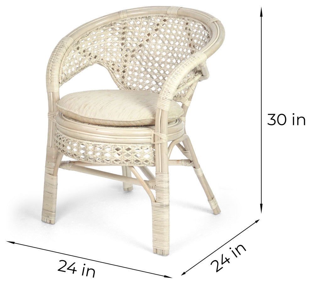 Pelangi Rattan Wicker 3-Piece Set, White
